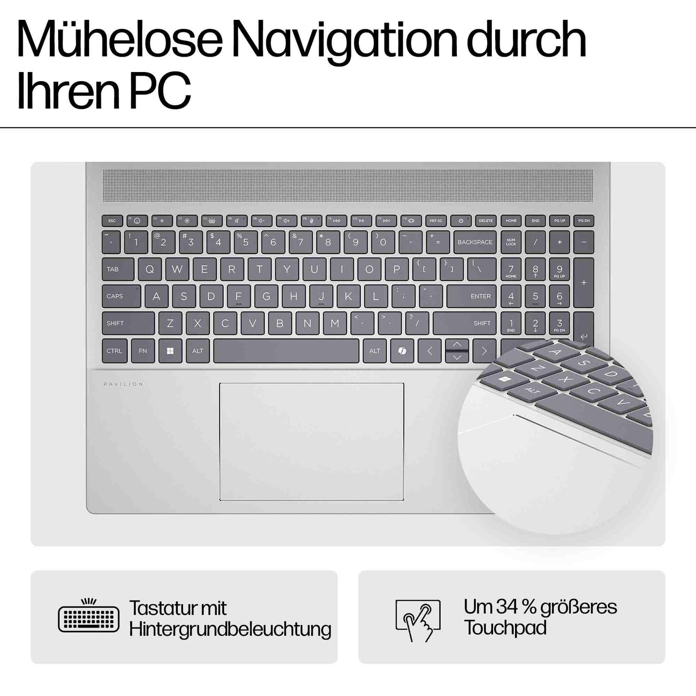 HP Pavilion Laptop | AMD Ryzen 7 8840U | 16-Inch WUXGA Display | 16 GB DDR5 RAM | 512 GB PCIe NVMe SSD | AMD Radeon Grafik | QWERTZ Keyboard | Windows 11 Home | Silver