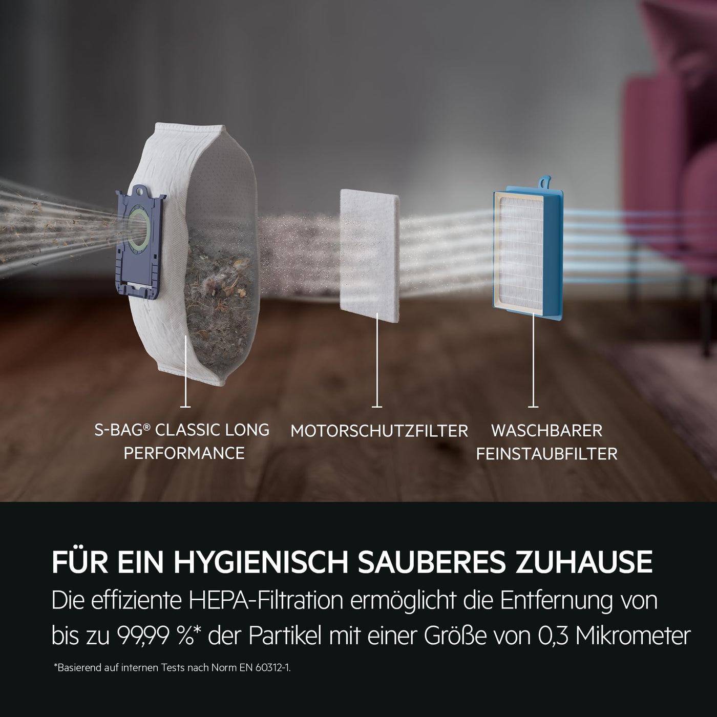 AEG CLEAN 6000 AB61C1OKO ÖKO Staubsauger / hohe Saugleistung / Zusatzdüsen / XL-Räder / Edelstahl-Teleskoprohr / 65% Recyclingmaterial / 12 m Kabel / 750 Watt / Zubehör / grau