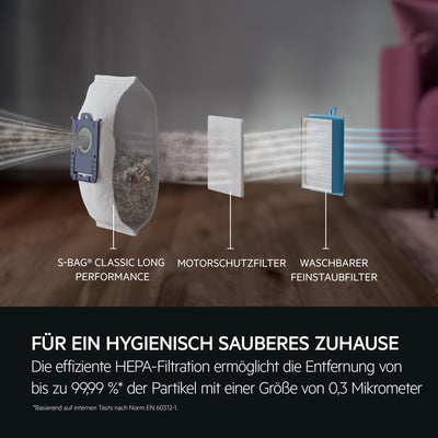 AEG CLEAN 6000 AB61C1OKO ÖKO Staubsauger / hohe Saugleistung / Zusatzdüsen / XL-Räder / Edelstahl-Teleskoprohr / 65% Recyclingmaterial / 12 m Kabel / 750 Watt / Zubehör / grau