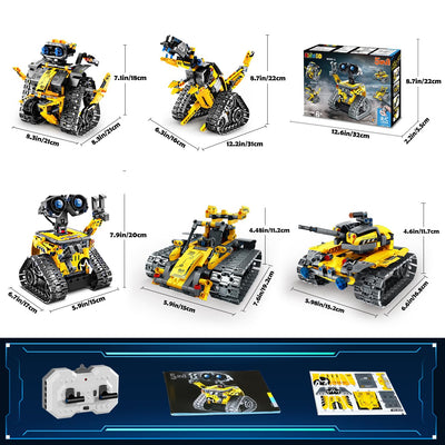 HiWEEGO Technik Roboter für Kinder Bausatz - 5-in-1 mit Fernbedienung und App Steuerung | 520 Stück RC Wall Roboter/Tech Roboter Wiederaufladbarer Geschenke für 6-12+ Jahre alte Jungen Mädchen