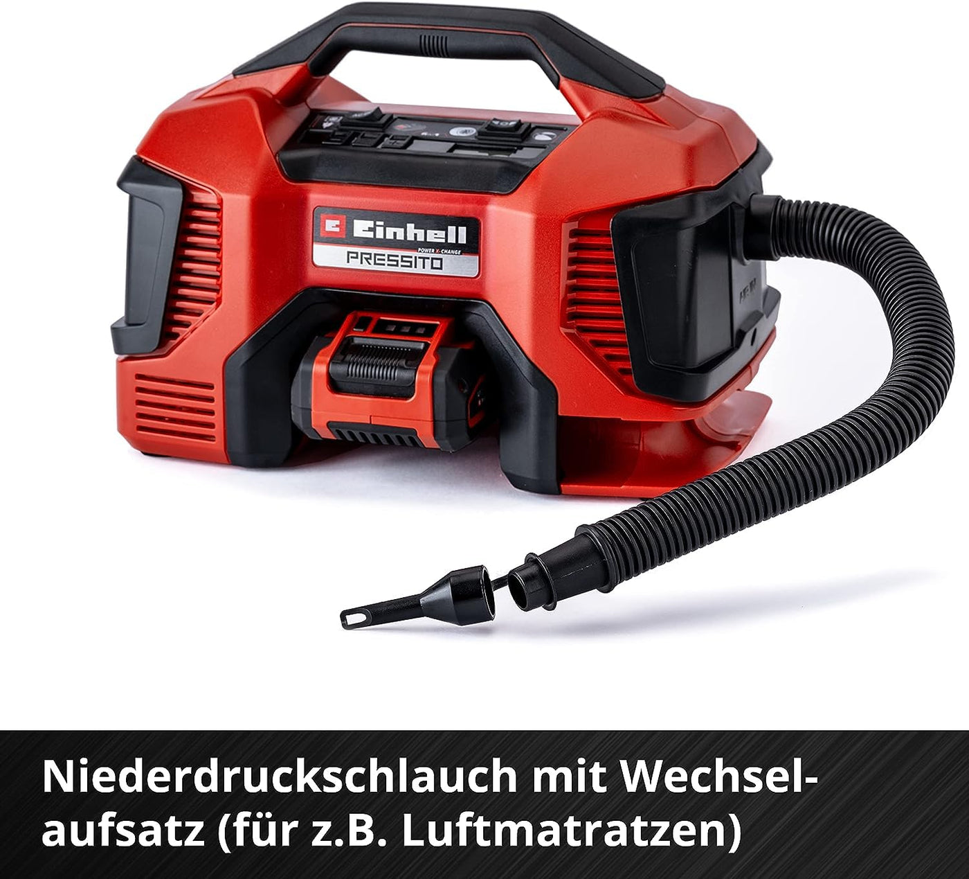Einhell Hybrid-Kompressor PRESSITO Power X-Change (18 V, max. 11 bar, 31 cm Schlauchlänge, inkl. 3-tlg. Adapter-Set, ohne Akku)