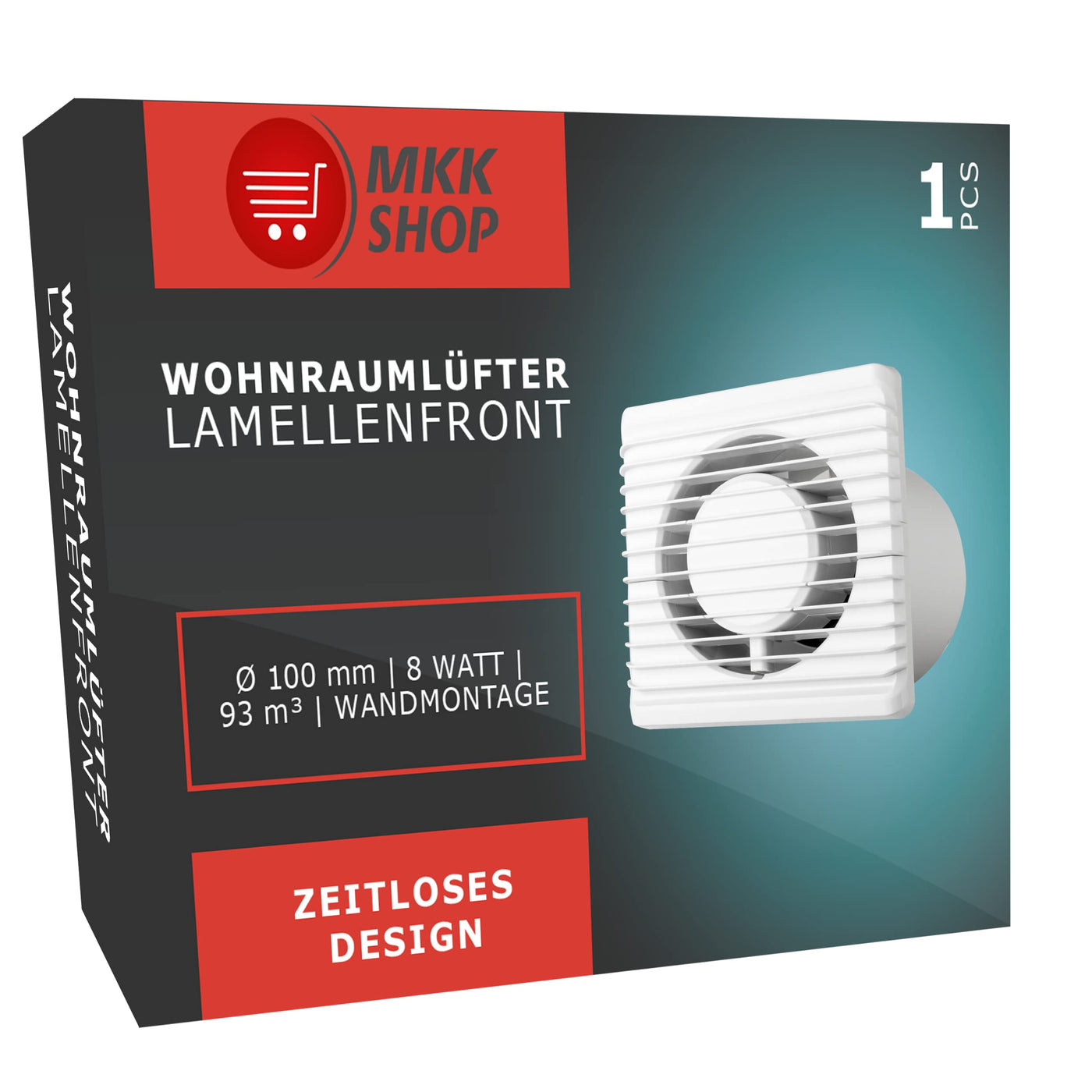 MKK Badlüfter Wohnraumlüfter Ø100 Leiser Betreib Standard IPX2 8 Watt Zuluft Abluft Weiß