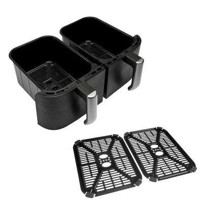 Russell Hobbs Heißluftfritteuse 2 Kammern 9L Rapid AirFryer [2 Fächer je 4,5l, sehr leiser Betrieb, 9 Programme] SatisFry Fritteuse (spülmaschinenfest, Match & Synchronisierungsfunktion) 27681-56