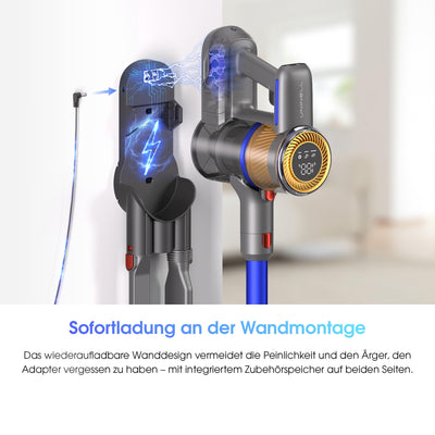 UNINELL Home UV1 Akku Staubsauger 45000Pa/450W/60Min,Staubsauger Kabellos Selbstladender mit LED-Display, Anti-Verhedderung-Bürste akkustaubsauger Super Leise für Teppich,Hartboden und Tierhaare