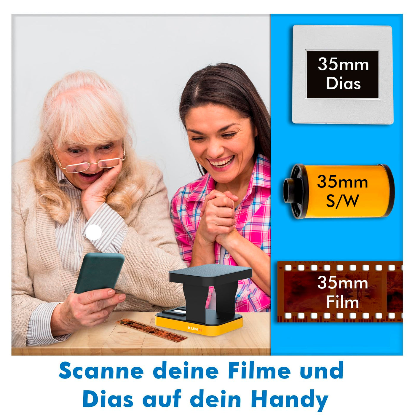 KLIM K2 Mobile Film Scanner 35mm + NEU + Positiv- & Negativ- Dia Scanner + Fotoscanner zum digitalisieren + Diascanner + Deine eigene Entwicklungsstation zu Hause + Dias selbst digitalisieren