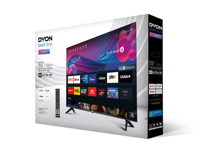 DYON Smart 55 VX 139 cm (55 Zoll) Fernseher (4K UHD Smart TV, HD Triple Tuner (DVB-C/-S2/-T2), App Store, Prime Video, Netflix, YouTube, DAZN, Disney+) [Mod. 2023]
