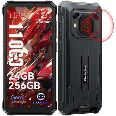Blackview BV6200 Plus Outdoor Handy 11000mAh 24GB+256GB/2TB, Android Outdoor Smartphone Ohne Vertrag, 98DB Lautsprecher, 6.56" 90Hz, IP69K Wasserdicht, Baustellenhandy, 16MP+13MP/Dual 4G/OTG/GPS/NFC