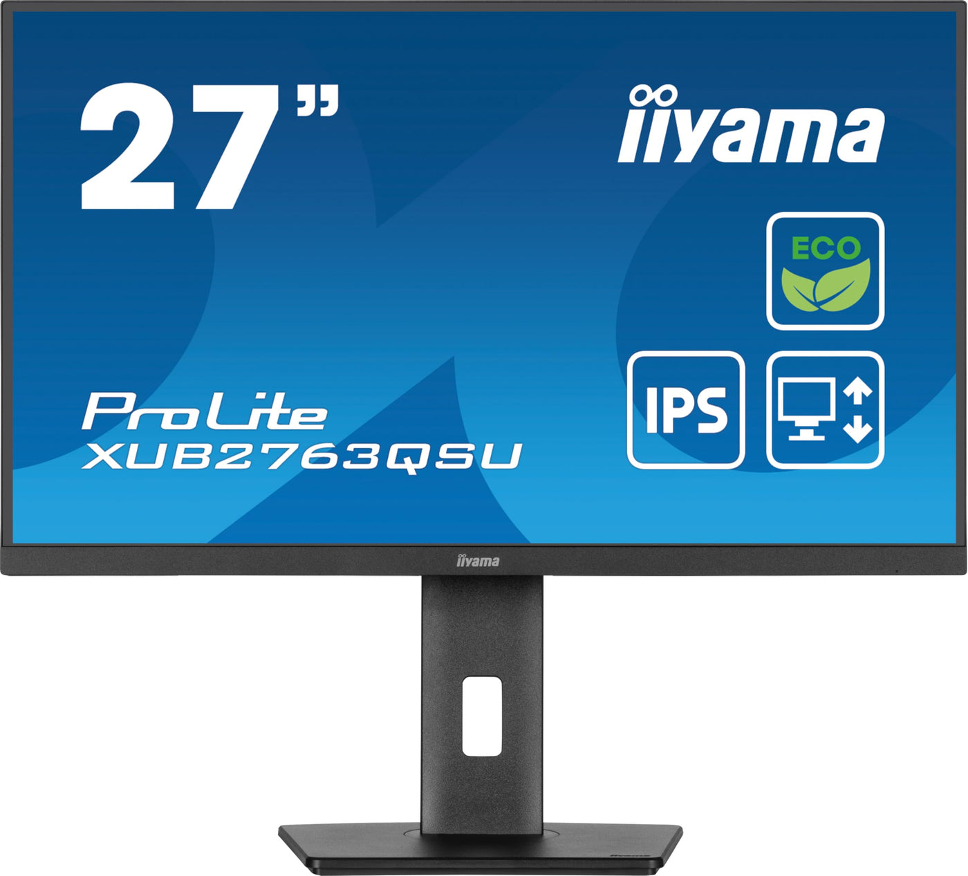 iiyama Prolite XUB2763QSU-B1 68,6cm 27" IPS LED-Monitor WQHD 100Hz HDMI DP USB3.2 Slim-Line Höhenverstellung Pivot Adaptive Sync Energieklasse B schwarz