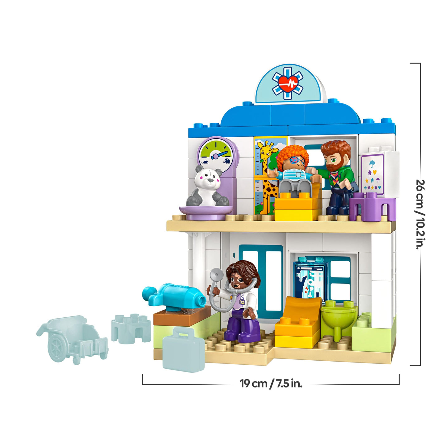 LEGO Duplo Erster Arztbesuch – Lernspielzeug für Mädchen und Jungen ab 2 Jahren – Montessori Spielzeug mit 4 Figuren, Arzt, Teddy, Erwachsener, Kinder und Gefühlskarten – Kinder Geschenk – 10449