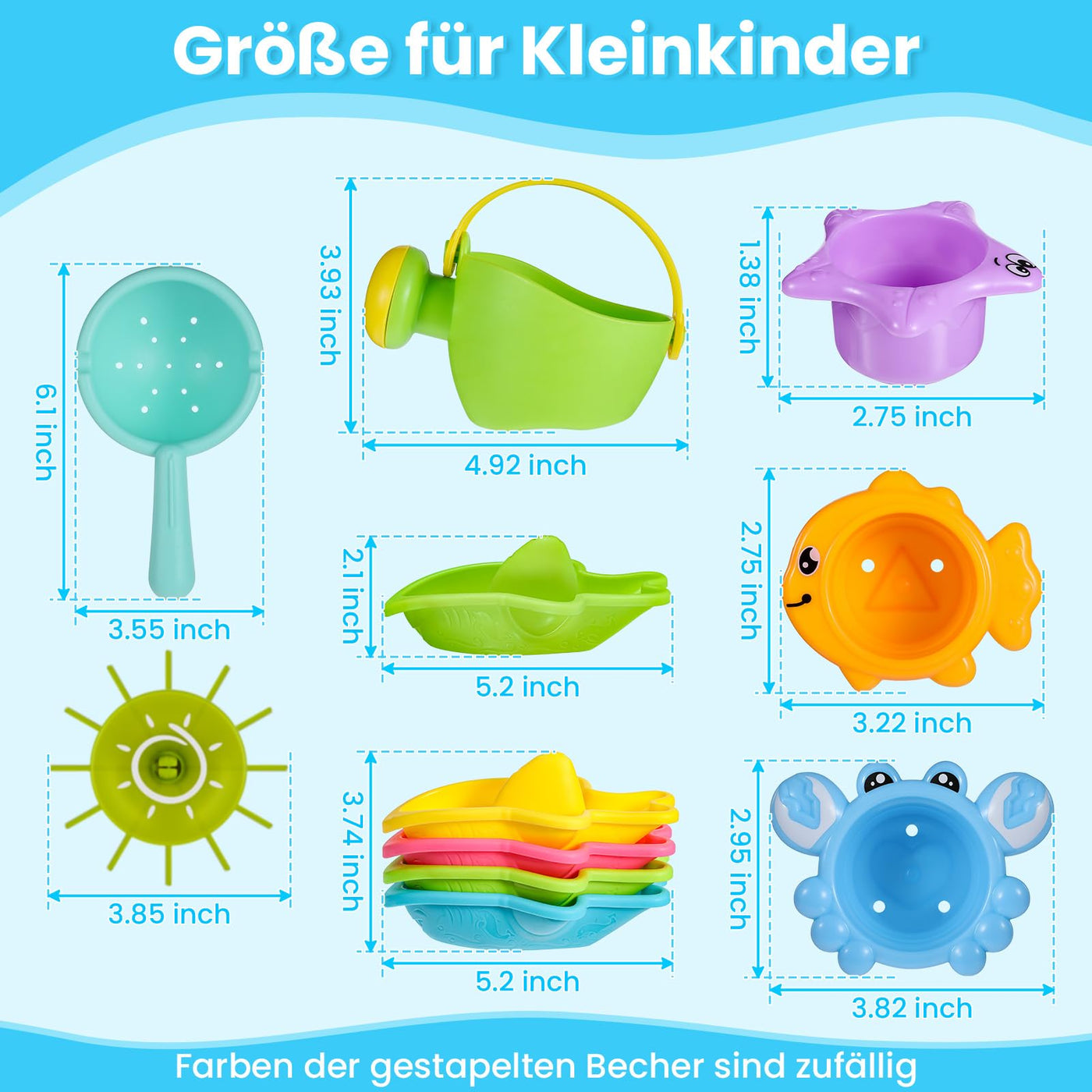 Badespielzeug Baby ab 1 2 3 4 Jahre, Badewannenspielzeug Wasserspielzeug Kinder Schwimmbad Pool Planschbecken Spielzeug ( Schimmelfreies 10 Stück )