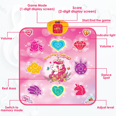 ZWOOS Tanzmatte für Kinder ab 3-12+ Jahre, Beleuchtete Tanzmatte Spielzeug Kinder, Elektronisch Musik Tanzpad Geschenke für Mädchen ab 3 4 5 6 7 8 9 10 11 12 Jahren zu Weihnachten und zum Geburtstag