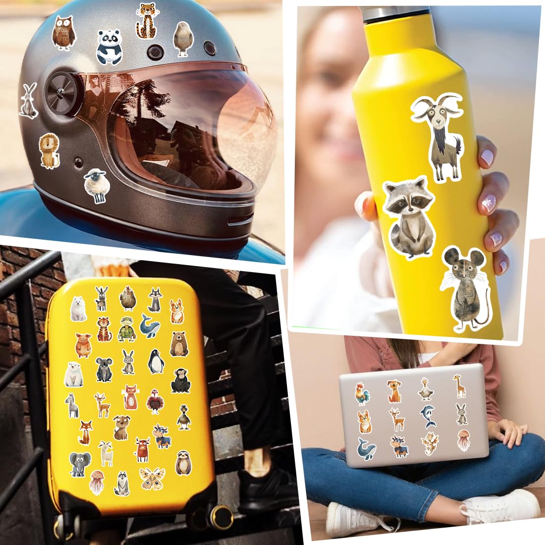100 Stück Sticker Tiere, Aufkleber Kinder, Wasserfeste Tier Sticker, Kreatives DIY für Laptop, Mobiltelefon, Skateboard, Gepäck & mehr