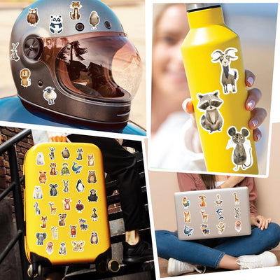 100 Stück Sticker Tiere, Aufkleber Kinder, Wasserfeste Tier Sticker, Kreatives DIY für Laptop, Mobiltelefon, Skateboard, Gepäck & mehr