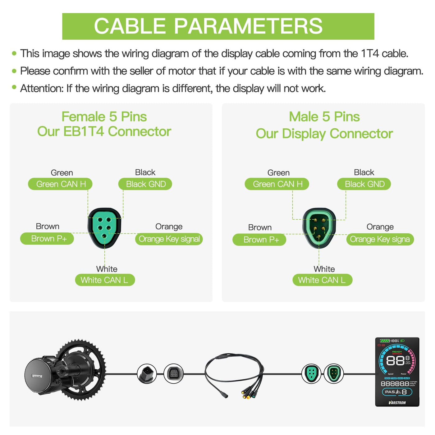 Varstrom VD618 Display für BAFANG-Kit – Kompatibel mit M200 M400 M500 M600 M620 M420 M510 M625 M325 M225 Mittelmotoren und den neuesten 2025 BBS01B BBS02B HD Kits (Dreieck-Stecker)