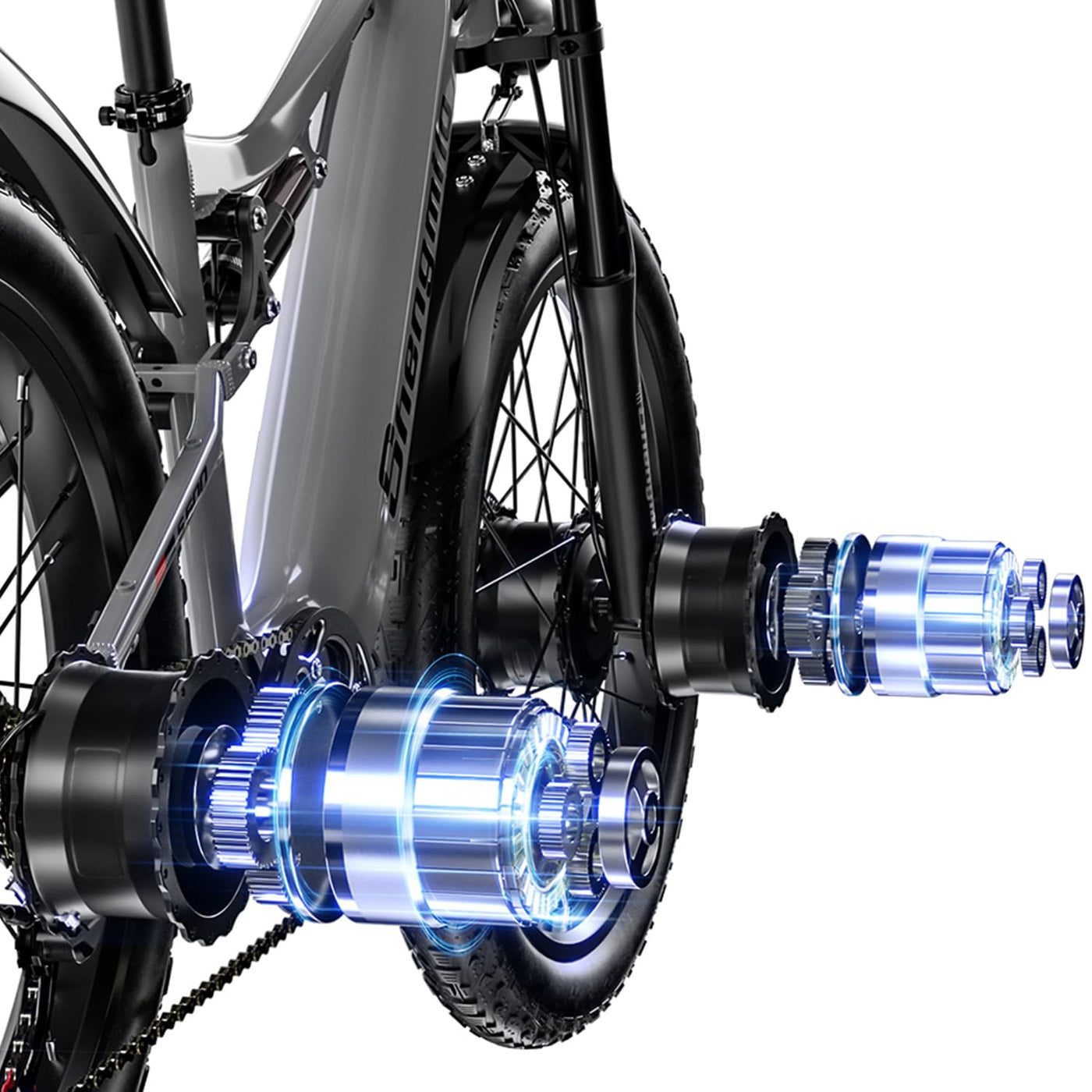 Shengmilo S600 Dual Motor Elektrofahrrad, 26-Zoll Fat Tire Adult Off-Road Elektrofahrrad mit abnehmbarem 48V 17.5Ah Akku, 7-Gang, mit Doppelstoßdämpfern und hydraulischen BremsenElektrofahrrad (S600)