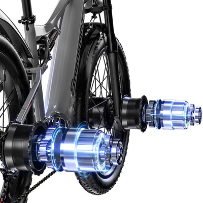 Shengmilo S600 Dual Motor Elektrofahrrad, 26-Zoll Fat Tire Adult Off-Road Elektrofahrrad mit abnehmbarem 48V 17.5Ah Akku, 7-Gang, mit Doppelstoßdämpfern und hydraulischen BremsenElektrofahrrad (S600)