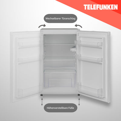 TELEFUNKEN Kühlschrank ohne Gefrierfach, Freistehend, 90 L Gesamt-Nutzinhalt, Kühlschrank klein mit Gemüsefach & 3 Ablagen, Temperaturregelung, LED Innenbeleuchtung, CF-31-121-W weiß