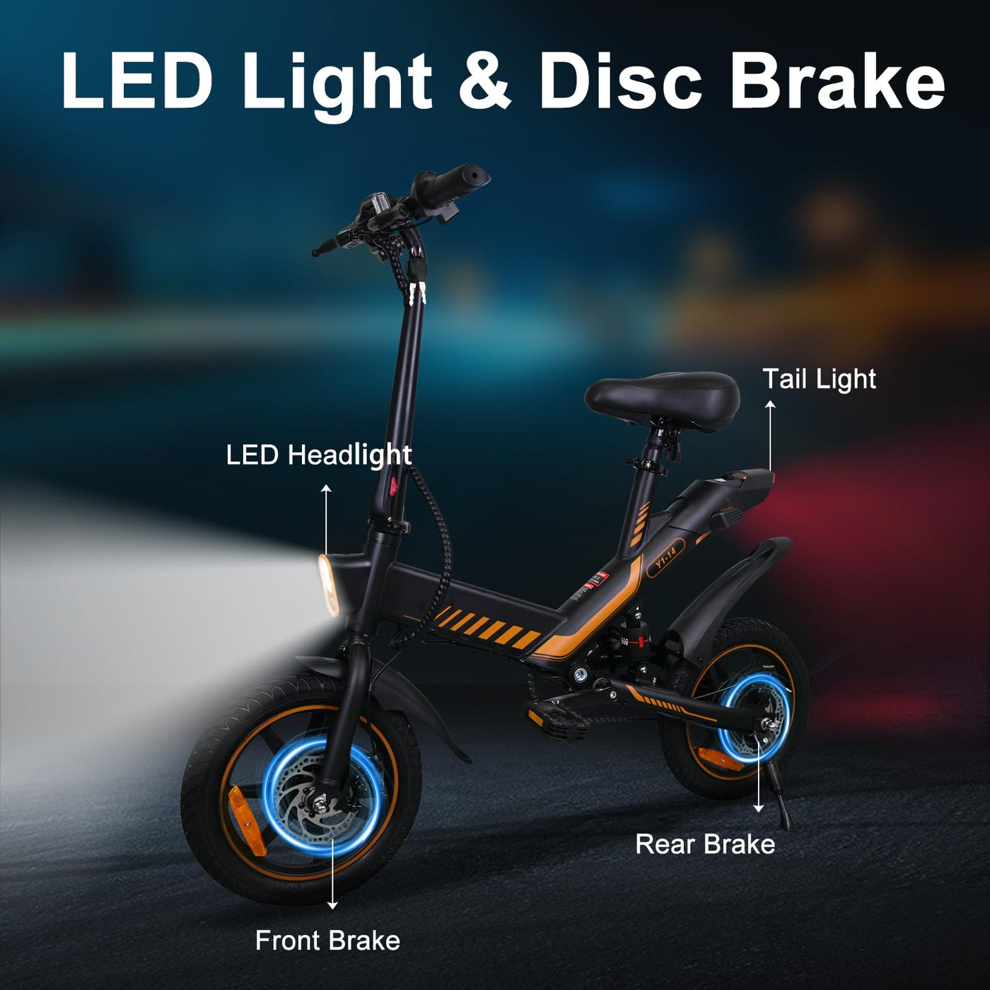 IDMD 14 Zoll E-Bike Klappbar, 36V 10,4Ah Akku und Bis 45 km Reichweite, 250W Motor, Einstellbarer Höhe Mini Elektro-Klapprad für Stadt & Pendler Damen und Herren (Blau)