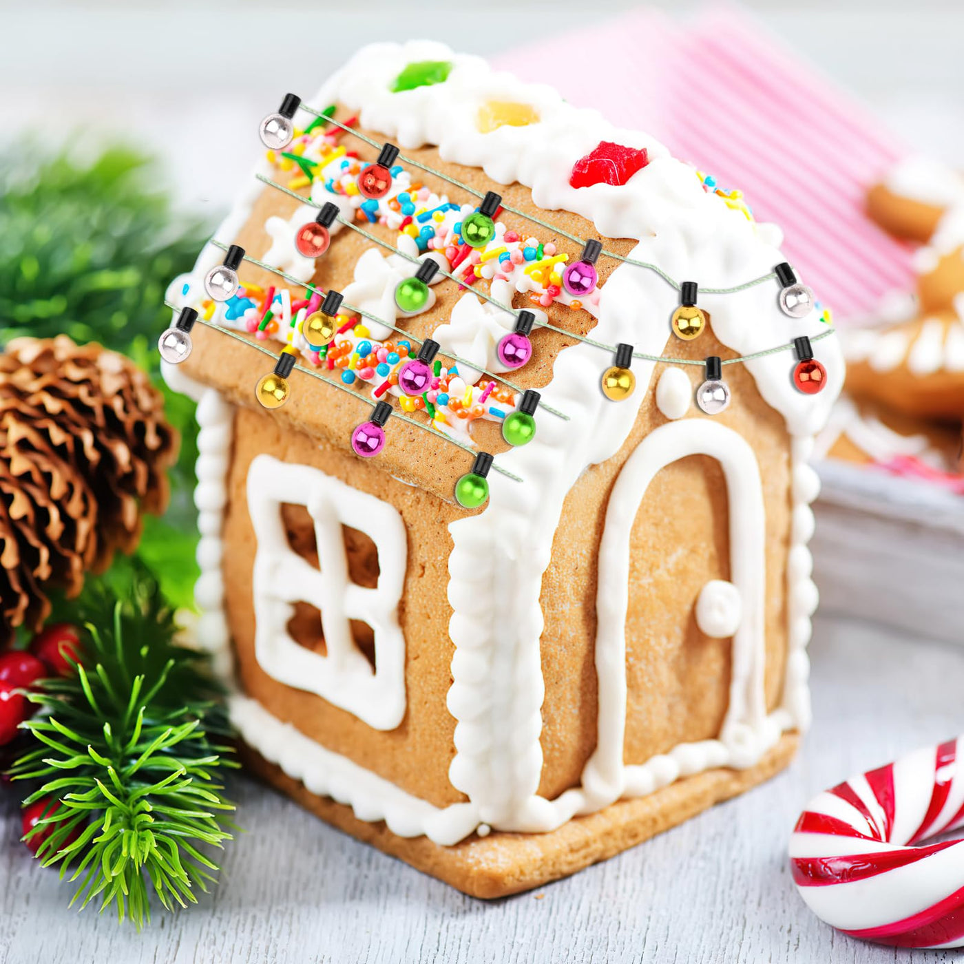 2 Stücke Wichtel Lichterkette Miniatur, 90cm Wichtel Zubehör Lichterkette, Puppenhaus Zubehör, Miniatur Bunte Lampe für Weihnachtsdeko Puppenhaus Möbel, Kinder Geschenk