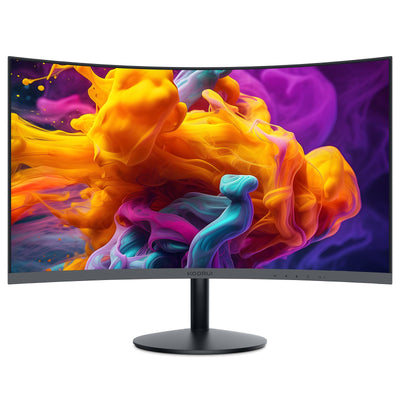 KOORUI Curved Monitor - 27 Zoll FHD Curved Computer Monitor, VA-Panel, 75Hz, Krümmung 1800R, Neigungsverstellung, Augenpflege, HDMI, VGA Gaming Monitor, Schwarz