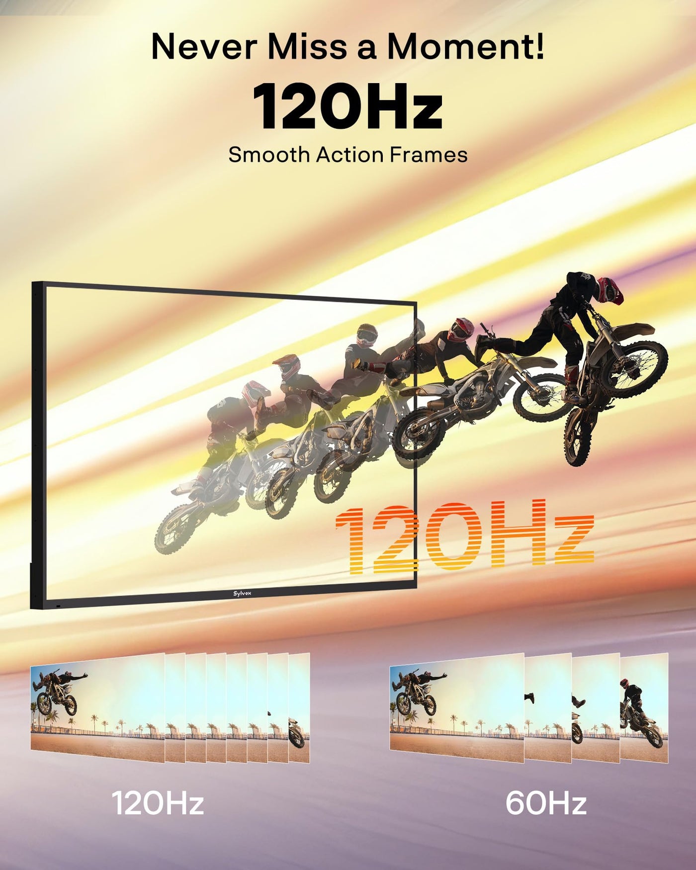 SYLVOX 65" Outdoor Fernseher, 120Hz| 4K Ultra HD | HDR 10 | Dolby Atmos | Google Outdoor TV, WiFi 5G & HDMI 2.1 Wetterfest und IP55 Wasserdicht TV, 1000 Nits Smart Fernseher für Gaming (Modell 2025)