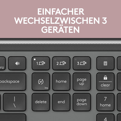 Logitech MK950 Signature Slim kabelloses Tastatur-Maus-Set, schlankes Design, leise tippen, Wechsel zwischen DREI Geräten, Bluetooth, mehrere Betriebssysteme, Windows, Mac, DEU QWERTZ-Layout, Graphit