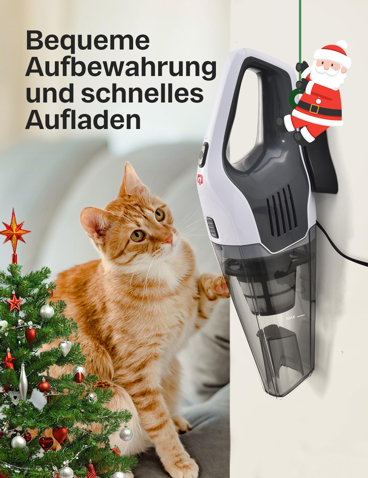 Portutif Handstaubsauger Akku, Starke Saugkraft, Tragbarer Handstaubsauger Kabellos, mit Waschbar HEPA-Filter, 25–30 Minuten Langer Laufzeit, Leicht, für Zuhause und Auto, Teppich, Treppen,Tierhaare