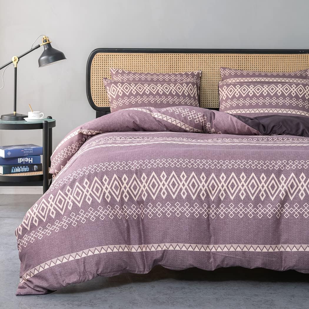 Lekesky Bohemian Bettwäsche 200x200 cm 3 Teilig - Bettbezug mit Reißverschluss und 2 Kissenbezug 80x80cm, Rosa