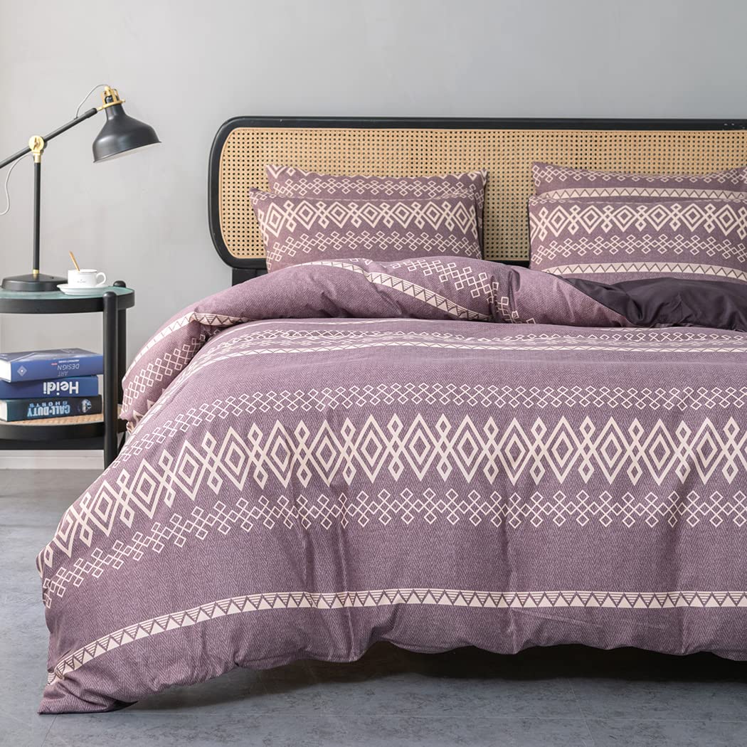 Lekesky Bohemian Bettwäsche 200x200 cm 3 Teilig - Bettbezug mit Reißverschluss und 2 Kissenbezug 80x80cm, Rosa