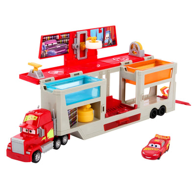 Mattel DISNEY Pixar Cars mobile Lackiererei Mack - Spielset mit Farbwechseleffekt, Lightning McQueen Spielzeugauto, Farbveränderung mit warmem und kaltem Wasser, für Kinder ab 4 Jahren, HPD82