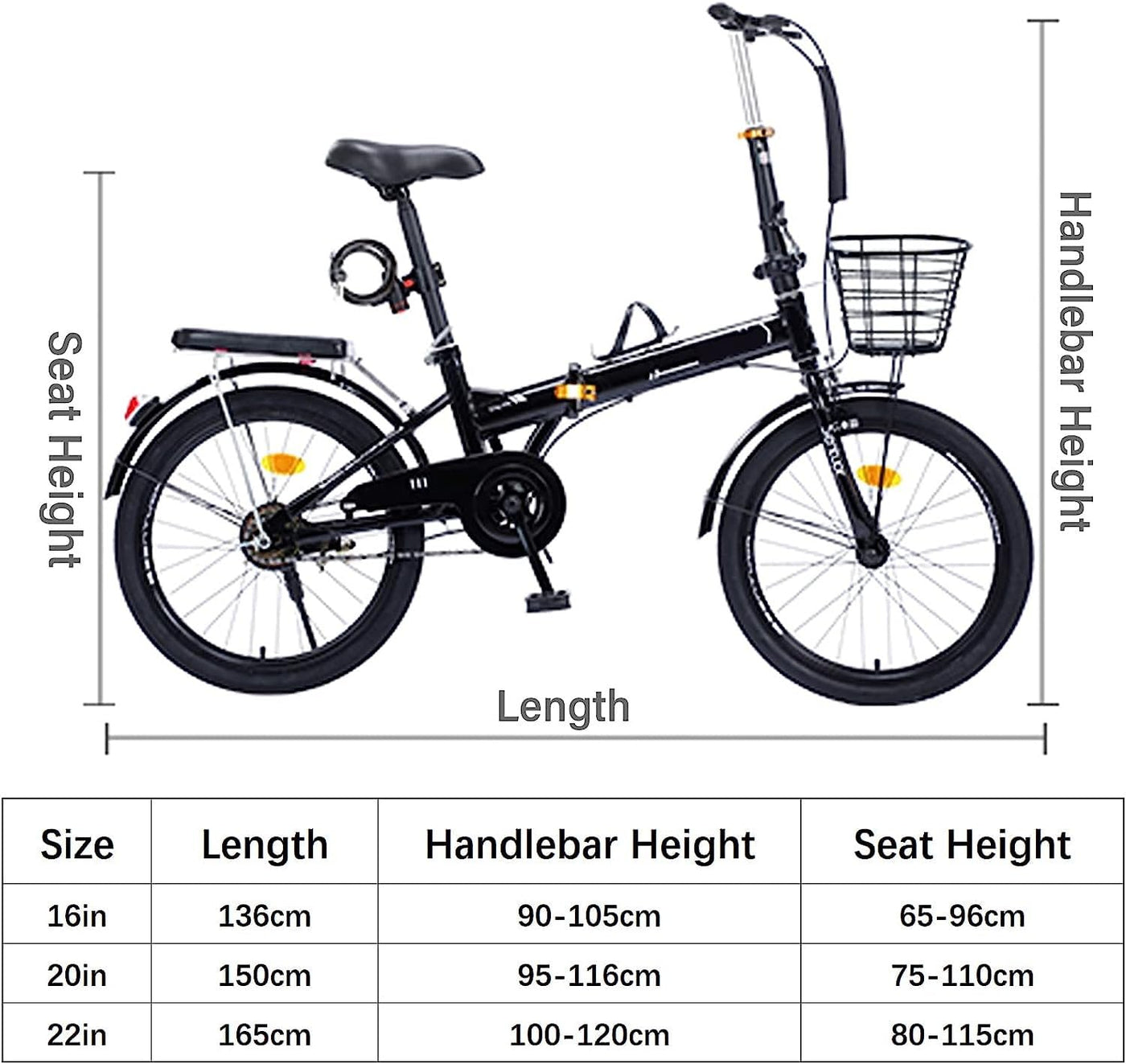 Faltrad 16/20/22 Zoll Mountainbike, Bequem Und Leicht, Faltbares Fahrrad Mit Hohem Kohlenstoffstahlrahmen, Tragbares Fahrrad Für Männer, Frauen Und Teenager