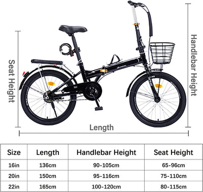 Faltrad 16/20/22 Zoll Mountainbike, Bequem Und Leicht, Faltbares Fahrrad Mit Hohem Kohlenstoffstahlrahmen, Tragbares Fahrrad Für Männer, Frauen Und Teenager