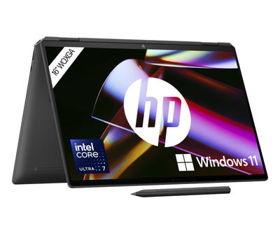 HP Spectre x360 2-in-1 Convertible Laptop | Intel Core Ultra 7 155H mit integrierter KI | 16" WQXGA IPS Touchscreen | 16GB RAM | 1TB SSD | Intel Arc Graphics | Win11 | QWERTZ Copilot Key | Schwarz