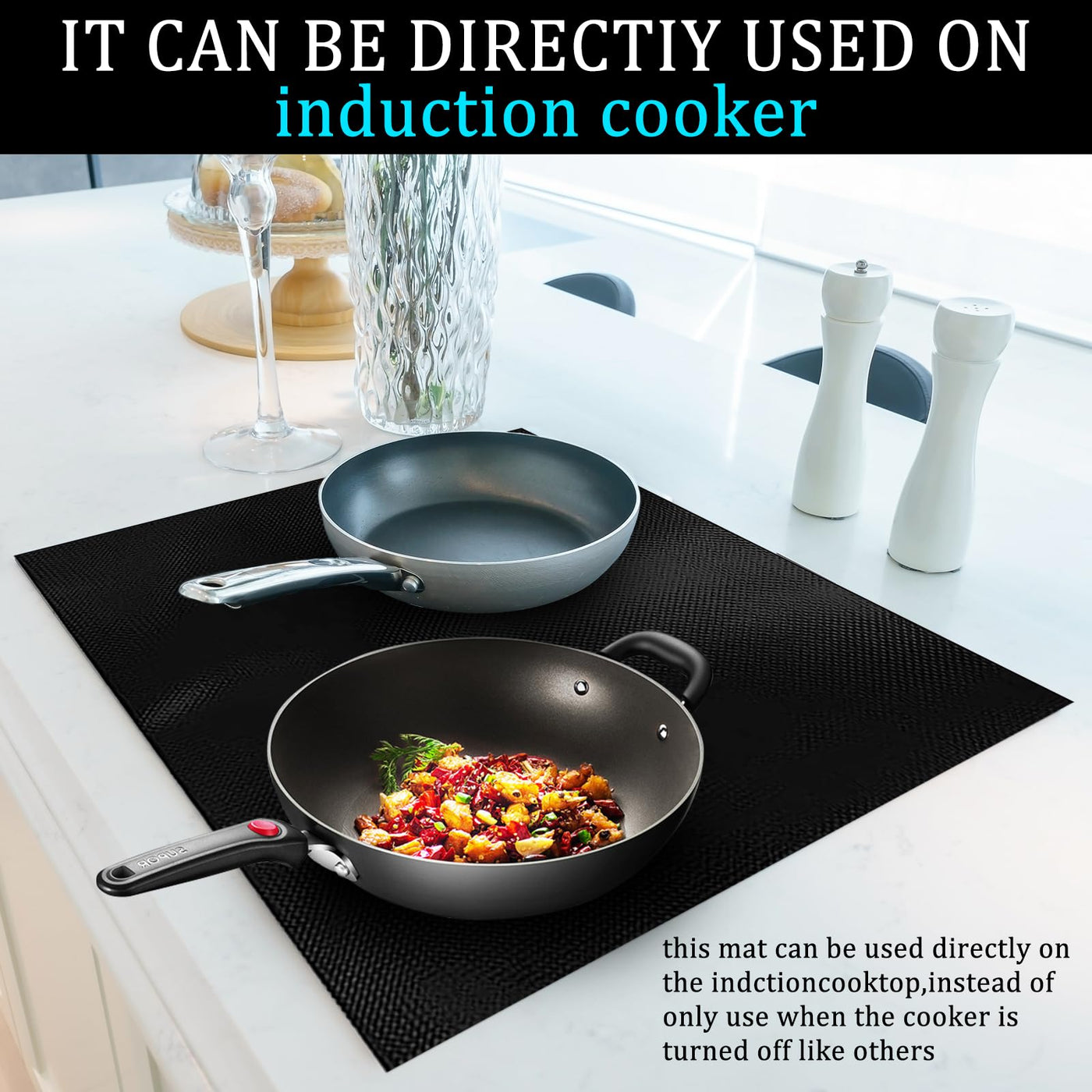 sotode 52x61cm Induktionskochfeld Schutzmatte Große Induction Cooker Silikonmatte Induktion Herdschutz Matte Induktion schutzmatte Wärmeisolierte Pad für Induktionsherd