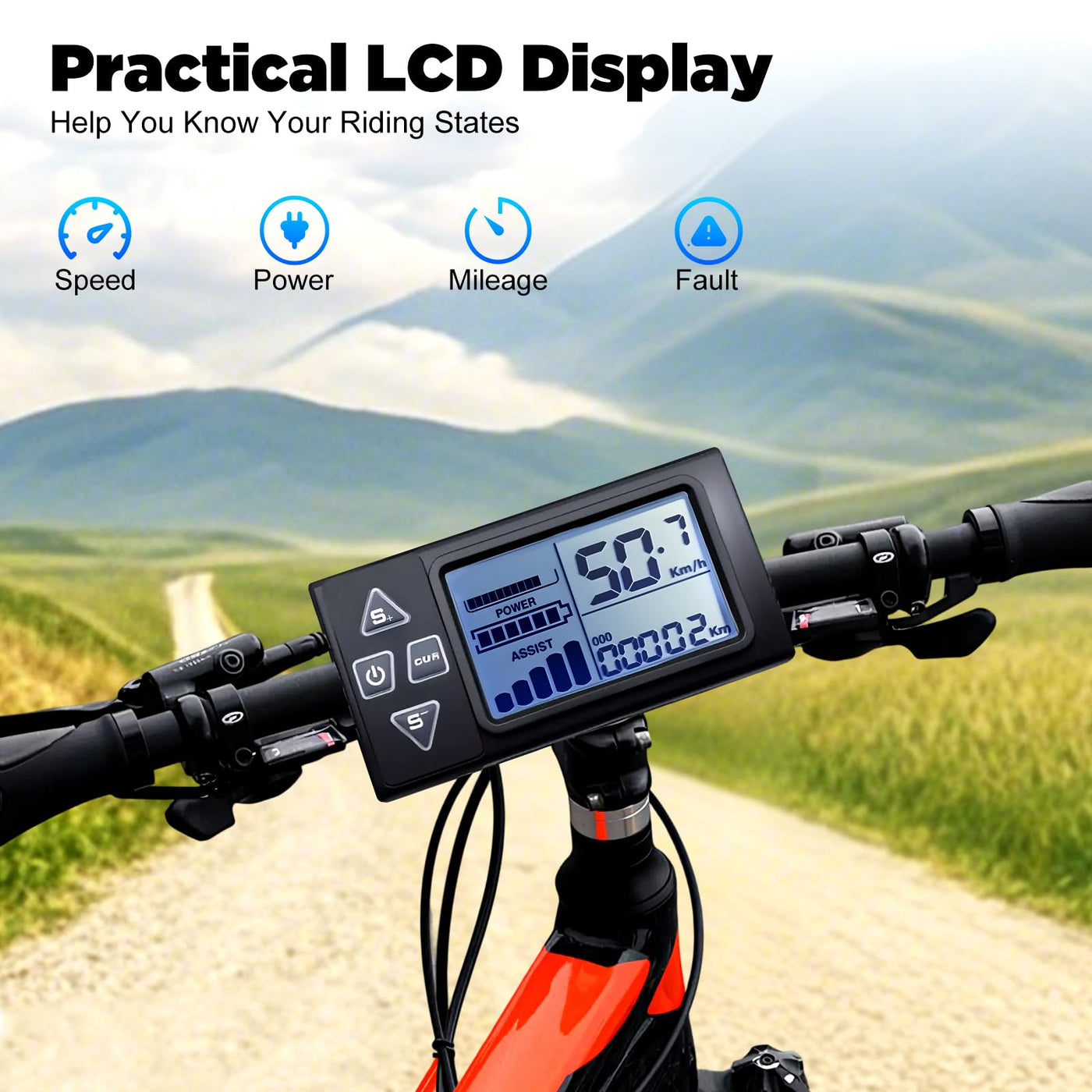 jiumxliu 26 Zoll 48V Ebike Umbausatz 1500W Elektrofahrrad Umbausatz Heckmotor Bürstenloser Getriebemotor Ebike Conversion Kit 31.05 km/h, 5-Stufen PAS, Tempomat, LCD-Display