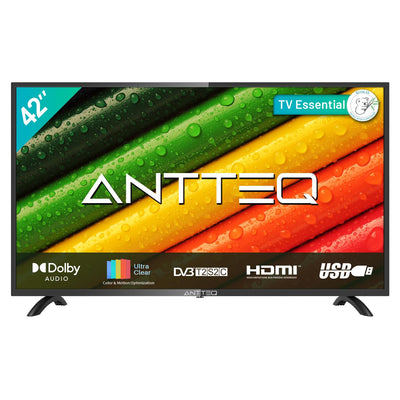 Antteq AB42D1 Fernseher 42 Zoll (TV 107 cm), Dolby Audio, LED, Triple Tuner DVB-C / T2 / S2, CI+, HDMI, Mediaplayer per USB, digitaler Audioausgang, incl. Hotelmodus