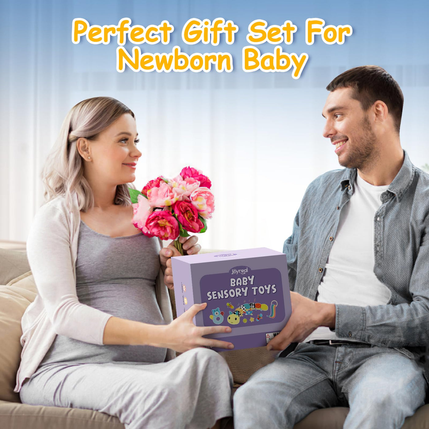 Joyreal Baby Spielzeug 0-6 Monate, 10-teiliges Set für Neugeborene Sensorikspielzeug, Baby Raupe Musikspielzeug, Rasseln, Bänder, Tummy Time Toys, Geschenk von 3, 6, 9 Monaten