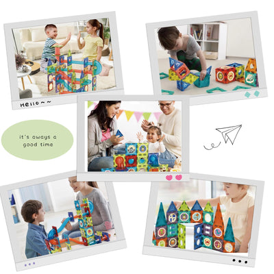 Magnetische Bausteine 144 Teile mit LED-Beleuchtung und Magnetkugelbahn,STEM Montessori-Lernspielzeug für kreatives Bauen,Pädagogisches Kindergeschenk ab 5 Jahren