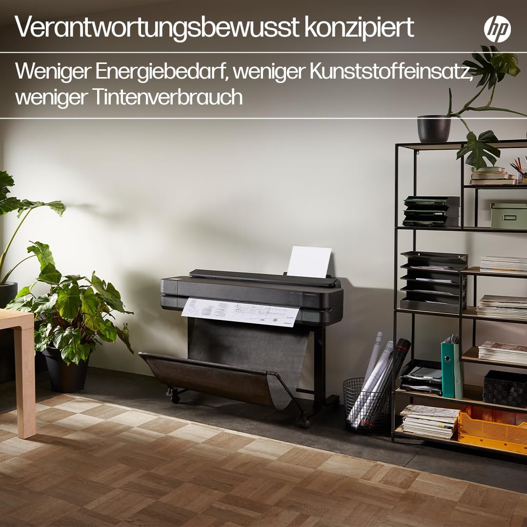 HP DesignJet T630 36 Zoll (91 cm 5HB11D), Großformatdrucker, Plotter, Standard A4-A0, 76 A1-Drucke/Stunde, Wi-Fi, Ethernet, USB, 2400x1200 dpi, Recyceltes Metall, 1 Jahr Garantie, HP Click, Schwarz