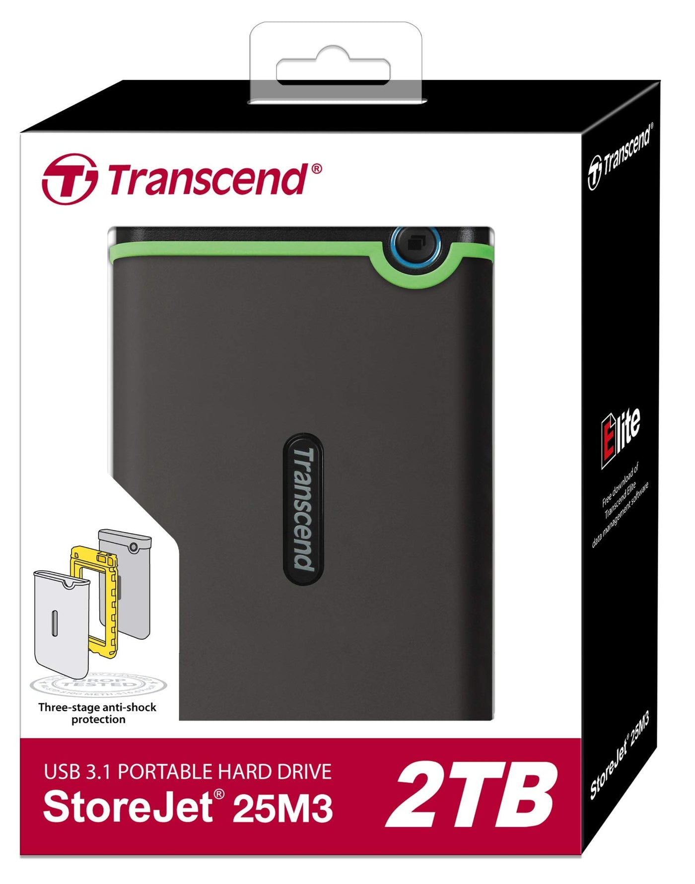 Transcend 2TB USB 3.1 Gen 1 StoreJet 25M3S Rugged External Hard Drive TS2TSJ25M3S