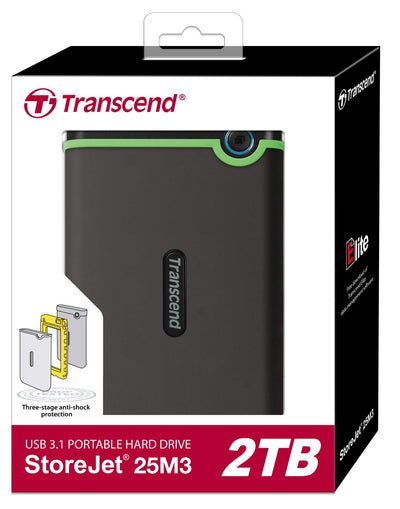 Transcend 2TB USB 3.1 Gen 1 StoreJet 25M3S Rugged External Hard Drive TS2TSJ25M3S