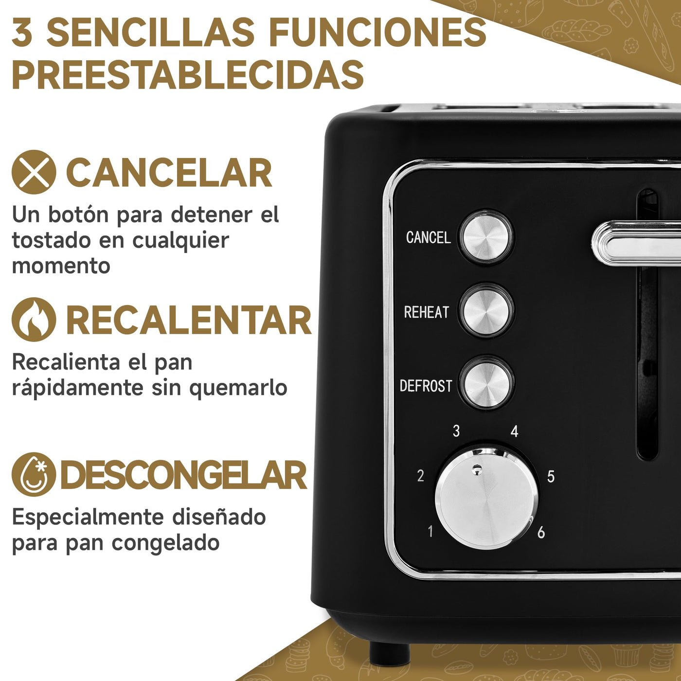 Pukomc toaster,2 scheiben Retro extra breite Toastschlitze 3,3 cm Schlitzen Extra Wide Slot Toaster mit herausnehmbarer Krümelschale,6 Bräunungsstufen,3 Hauptfunktionen, schwar