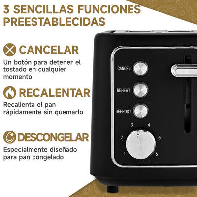 Pukomc toaster,2 scheiben Retro extra breite Toastschlitze 3,3 cm Schlitzen Extra Wide Slot Toaster mit herausnehmbarer Krümelschale,6 Bräunungsstufen,3 Hauptfunktionen, schwar
