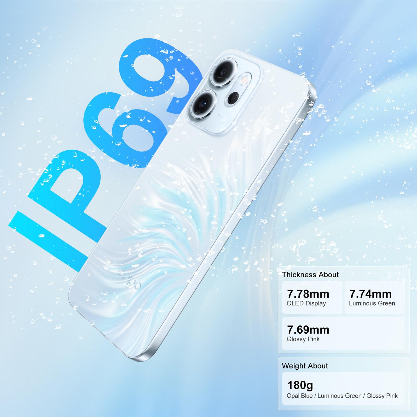 OPPO Reno14 FS 5G 12+512GB Smartphone ohne Vertrag, Simlockfreies AI Handy Android, Schirm 120Hz 6,57" AMOLED, 50MP AI Kamera, 6000mAh Akku, SUPERVOOC 45W, Snapdragon 6 Gen 1, IP69, 4K-Video, Blau