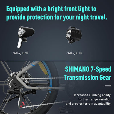 COLORWAY E Bike Herren Damen Elektrofahrräder 26 x 2,35 Zoll 250W Motor 36V 12Ah herausnehmbarer Akku EBike, Höchstgeschwindigkeit 25 km/h, E Mountainbike Ausdauer 35-90KM