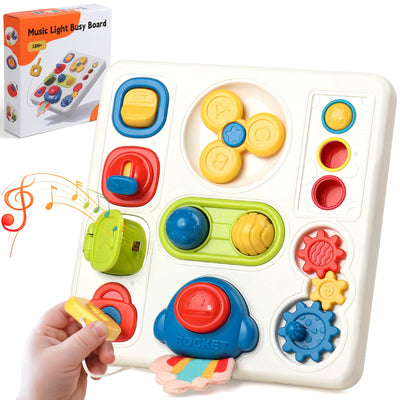 Montessori Spielzeug ab 1 Jahr Busy Board ab 1 Jahr mit Licht & Ton Kinderspielzeug ab 1 2 Jahr 8 IN 1 Sensorik Spielzeug 18 Monate Motorikspielzeug Baby Activity Board Geschenk für Jungen Mädchen