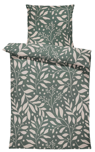 one-home Jersey Bettwäsche kuschelig Weiche Baumwolle Bettbezüge mit Reißverschluss, Größe:135x200 cm, Farbe:Blätter grün