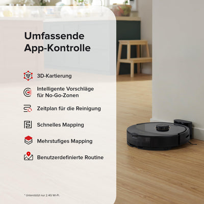 roborock Q8 Max Saugroboter mit DuoRoller-Bürste, 5500Pa Saugkraft, 470mL Staubbehälter, 350mL Wassertank, Staubsauger Wischroboter PreciSense-LiDAR-Navigation (Schwarz)