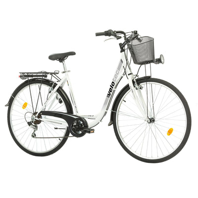 Multibrand Probike 28 Zoll City Fahrrad ALU Rahmen 7 Gang, Korb, Fahrrad-Licht, Damen, Herren geeignet ab 170-185 cm (Weiß grau, 510)