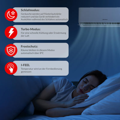 Split Klimaanlage 9000 BTU HANTECH H-PRO Heiz-&Kühlfunktion, Luftfilter, WIFI, Montagematerial